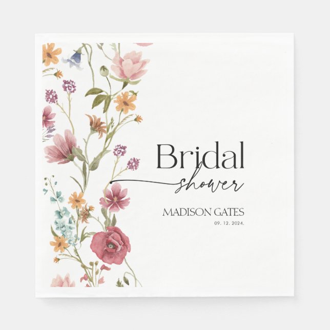 Serviette En Papier Fleurs de Mariage (Devant)