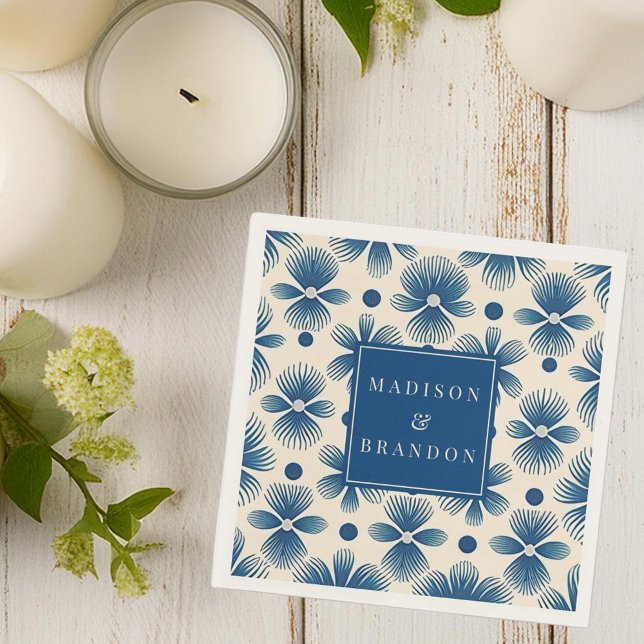 Serviette En Papier Fleurs de mariage du milieu du siècle | Impression (Créateur téléchargé)