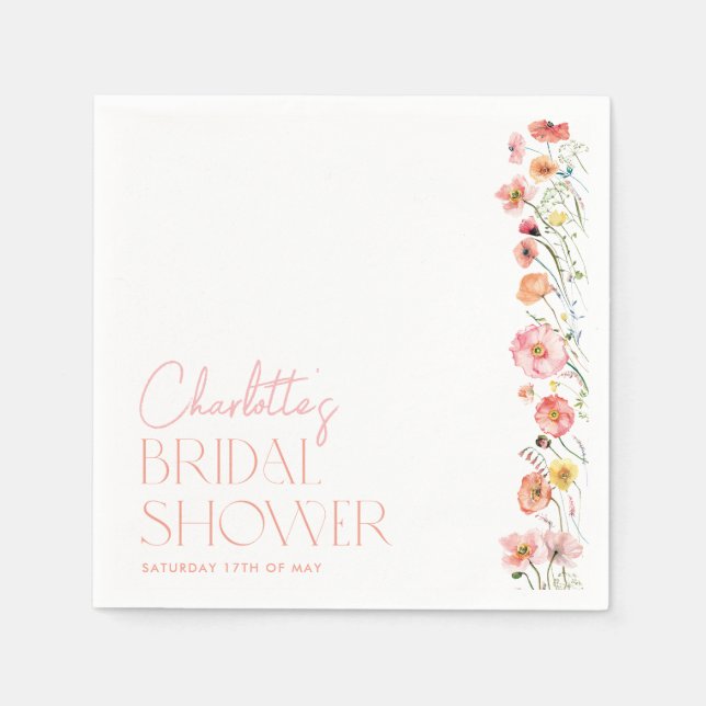 Serviette En Papier Fleurs de mariage poppy fleur sauvage (Devant)