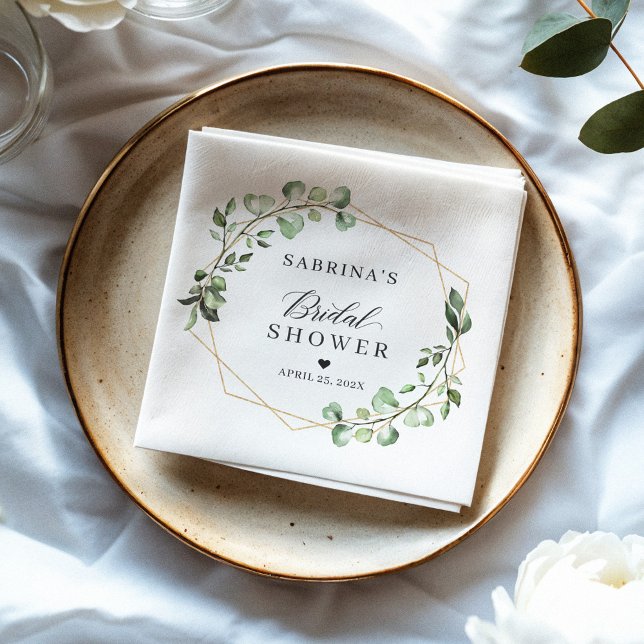 Serviette En Papier Fleurs de mariée verdure feuilles d'eucalyptus géo (Créateur téléchargé)