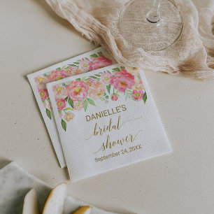 Serviette En Papier Fleurs de Pêche et de Pivoine Rose pour une Baby S