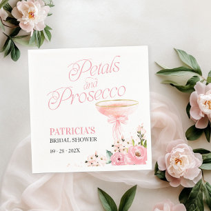 Serviette En Papier Fleurs de pétales et prosecco avec ruban rose pour