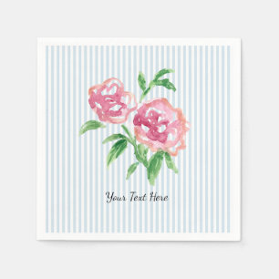 Serviette En Papier Fleurs de pivoines roses personnalisées Peinture d