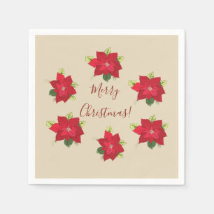 Serviette En Papier Fleurs de poinsettia de Noël