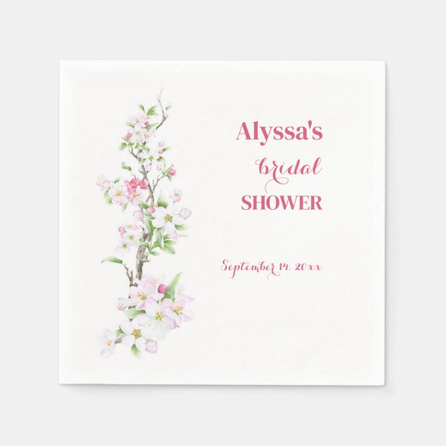 Serviette En Papier Fleurs de pommier Mariage personnalisé (Devant)