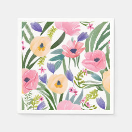 Serviette En Papier Fleurs de printemps | Aquarelle florale Pastel