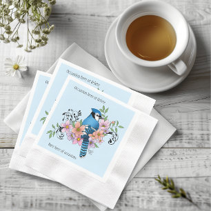 Serviette En Papier Fleurs de printemps bleu Jay