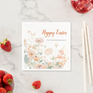 Serviette En Papier Fleurs de printemps élégantes Joyeuses Pâques
