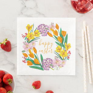 Serviette En Papier Fleurs de printemps jaunes dessin floral de tulipe