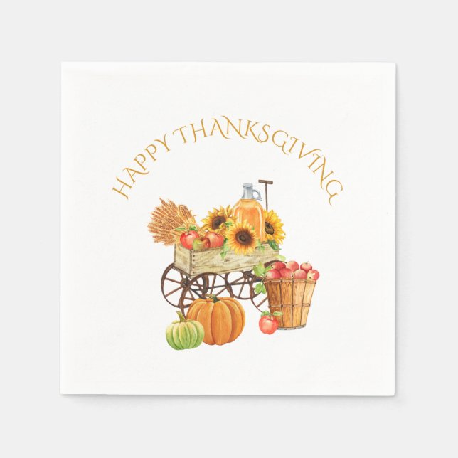 Serviette En Papier Fleurs de récolte de bons thanksgivings et produir (Devant)