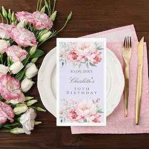 Serviette En Papier Fleurs de roses rose lavande élégant anniversaire