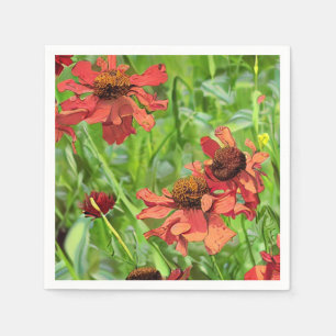 SERVIETTE EN PAPIER FLEURS DE RUDBECKIA ROUGES