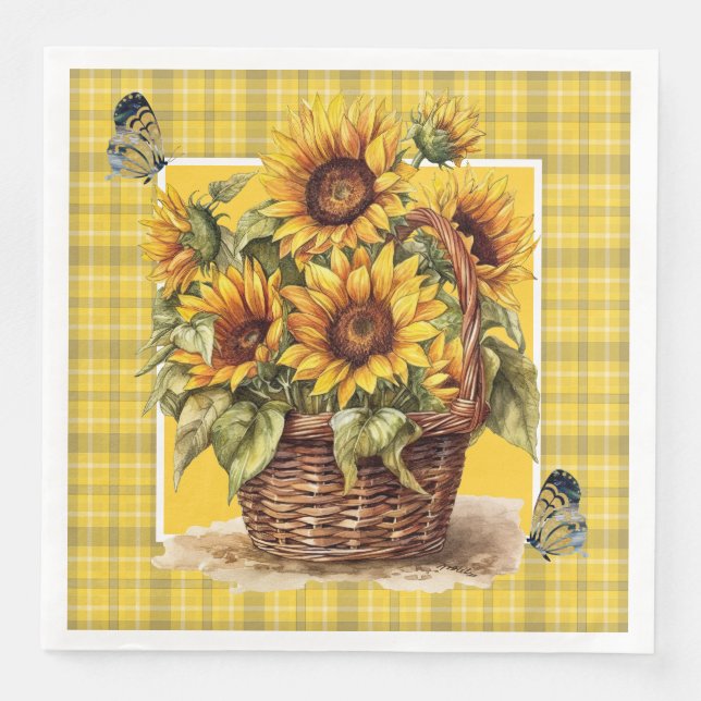 Serviette En Papier Fleurs de soleil du pays (Devant)