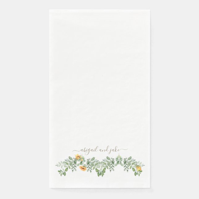 Serviette En Papier Fleurs de soleil élégantes & Foliage Mariage perso (Devant)