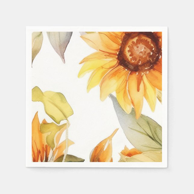 Serviette En Papier Fleurs de soleil en fleurs (Devant)