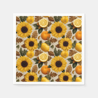 Serviette En Papier Fleurs de soleil et agrumes Automne Décor