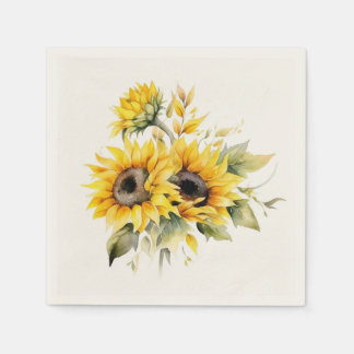 Serviette En Papier Fleurs de soleil fraîches : serviettes Mariages pe