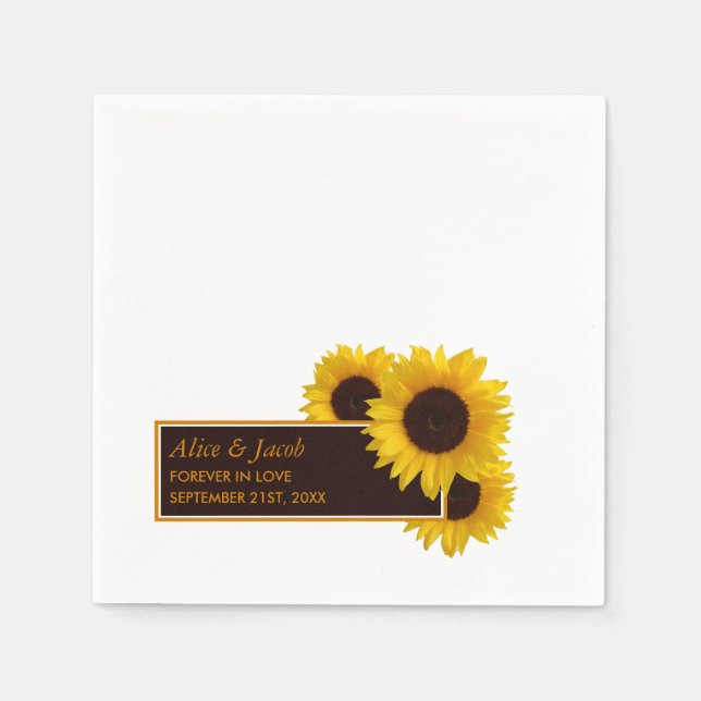 Serviette En Papier Fleurs de soleil rustiques - Mariage floral (Devant)
