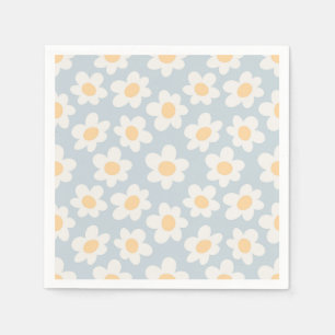 Serviette En Papier Fleurs de style rétro sur arrière - plan bleu