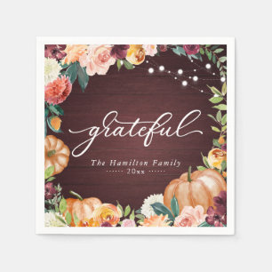 Serviette En Papier Fleurs de Thanksgiving automnales rustiques reconn