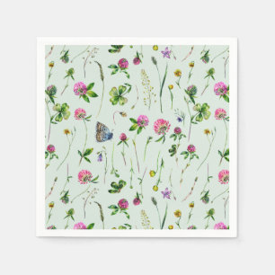 Serviette En Papier Fleurs de trèfle d'aquarelle vert pâté