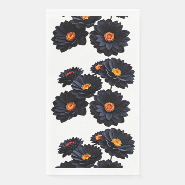 Serviette En Papier Fleurs de velours noir (Devant)