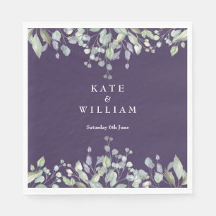 Serviette En Papier Fleurs de verdure de lilas mariage violet