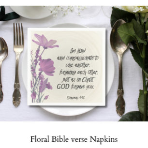 Serviette En Papier Fleurs de verset biblique