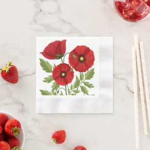 Serviette En Papier Fleurs d'été joyeuses floraison de pavot