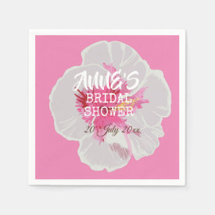 Serviette En Papier Fleurs d'Hibiscus blanc personnalisées