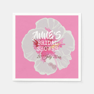Serviette En Papier Fleurs d'Hibiscus blanc personnalisées
