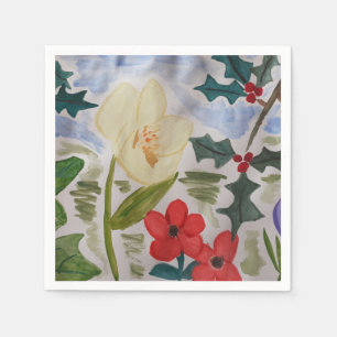 Serviette En Papier Fleurs d'hiver et plaques de papier creux