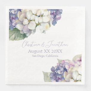 Serviette En Papier Fleurs d'hortensia violettes et blanches