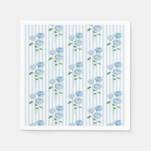 Serviette En Papier Fleurs d'Hydrange Bleue Lavage Rayure Bleue