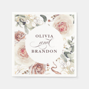 Serviette En Papier Fleurs d'ombre Terre Élégant Mariage Boho