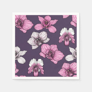 Serviette En Papier Fleurs d'orchidées roses