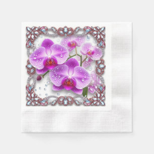 Serviette En Papier Fleurs d'orchidées roses élégantes