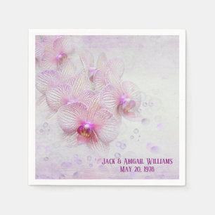 Serviette En Papier fleurs d'orchidées tropicales avec bulles