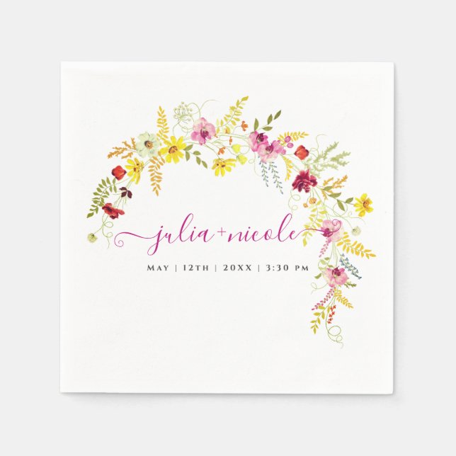 Serviette En Papier Fleurs d'orchidées violettes roses Mariage de cour (Devant)