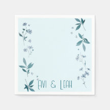 Fleurs élégantes bleu clair et dîner feuille