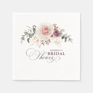 Serviette En Papier Fleurs Élégantes de Teinte Terreuse Bohème pour To