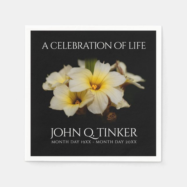 Serviette En Papier Fleurs élégantes en satin sur noir (Devant)