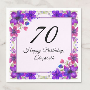Serviette En Papier Fleurs Élégantes Violettes 70 ans
