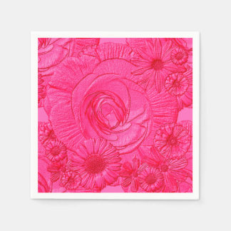 Serviette En Papier Fleurs en relief - NAPKINS Pink-COCKTAIL Hot