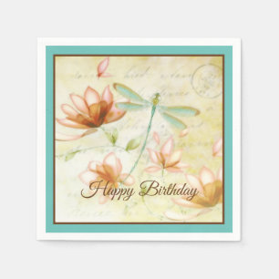 Serviette En Papier Fleurs et libellule personnalisables