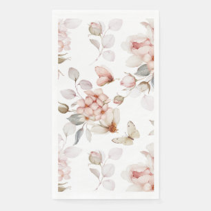 Serviette En Papier Fleurs et papillons délicats