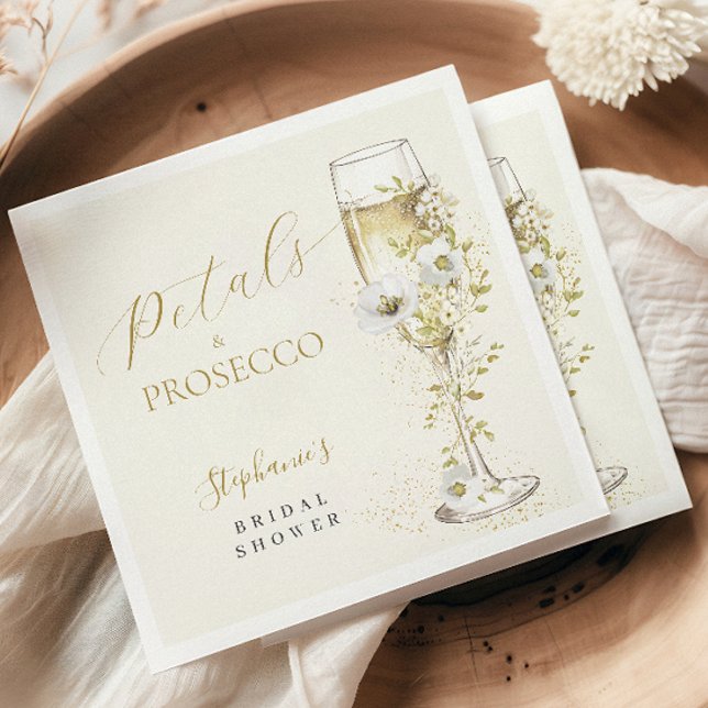 Serviette En Papier Fleurs et Prosecco Fête de mariage champêtre (Créateur téléchargé)