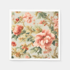 Serviette En Papier Fleurs Exquises Extraordinaires, Feuilles. Peintur