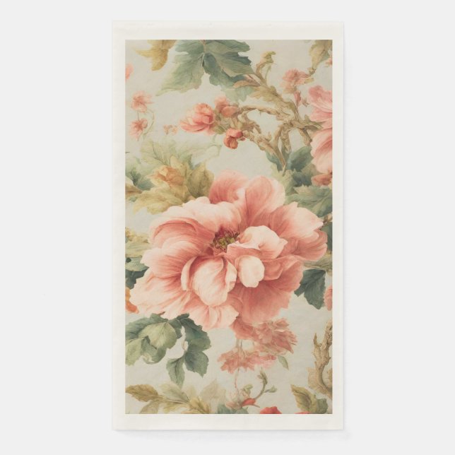 Serviette En Papier Fleurs Exquises Extraordinaires, Feuilles. Peintur (Devant)
