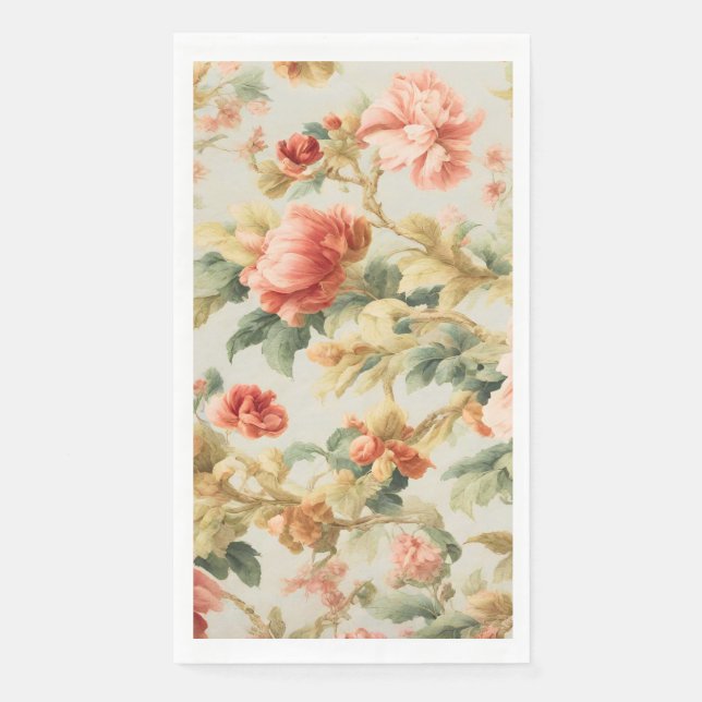 Serviette En Papier Fleurs Exquises Extraordinaires, Feuilles. Peintur (Devant)